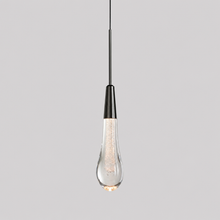 Soltaire Bubble Glass Raindrop Pendant in Bronze, 5", Main Light On