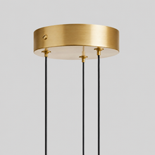 Soltaire Bubble Glass Raindrop Pendant in Brass, 6", Canopy Detail