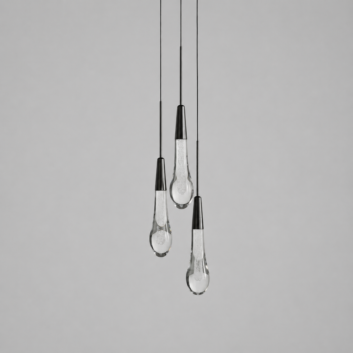 Soltaire Bubble Glass Raindrop Pendant in Bronze, 6", Main Light Off