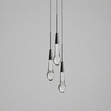 Soltaire Bubble Glass Raindrop Pendant in Bronze, 6", Main Light Off