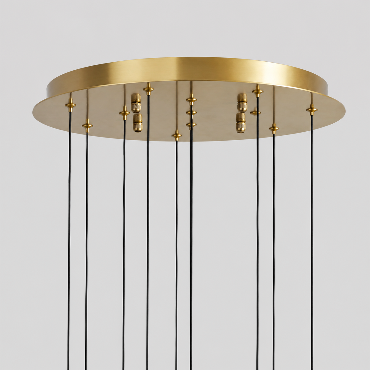 Soltaire Bubble Glass Raindrop Round Chandelier in Brass, 17", Canopy Detail