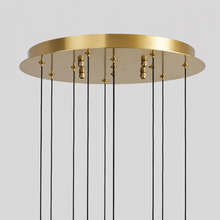 Soltaire Bubble Glass Raindrop Round Chandelier in Brass, 17", Canopy Detail