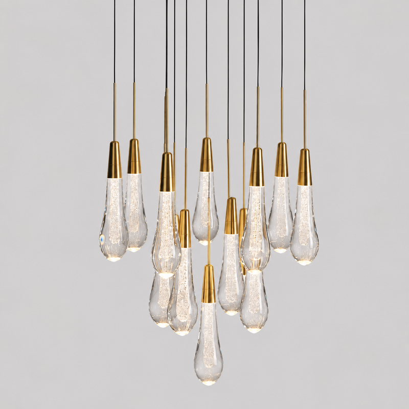 Soltaire Bubble Glass Raindrop Round Chandelier