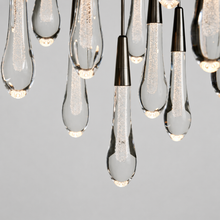 Soltaire Bubble Glass Raindrop Round Chandelier in Bronze, 17", Body Detail