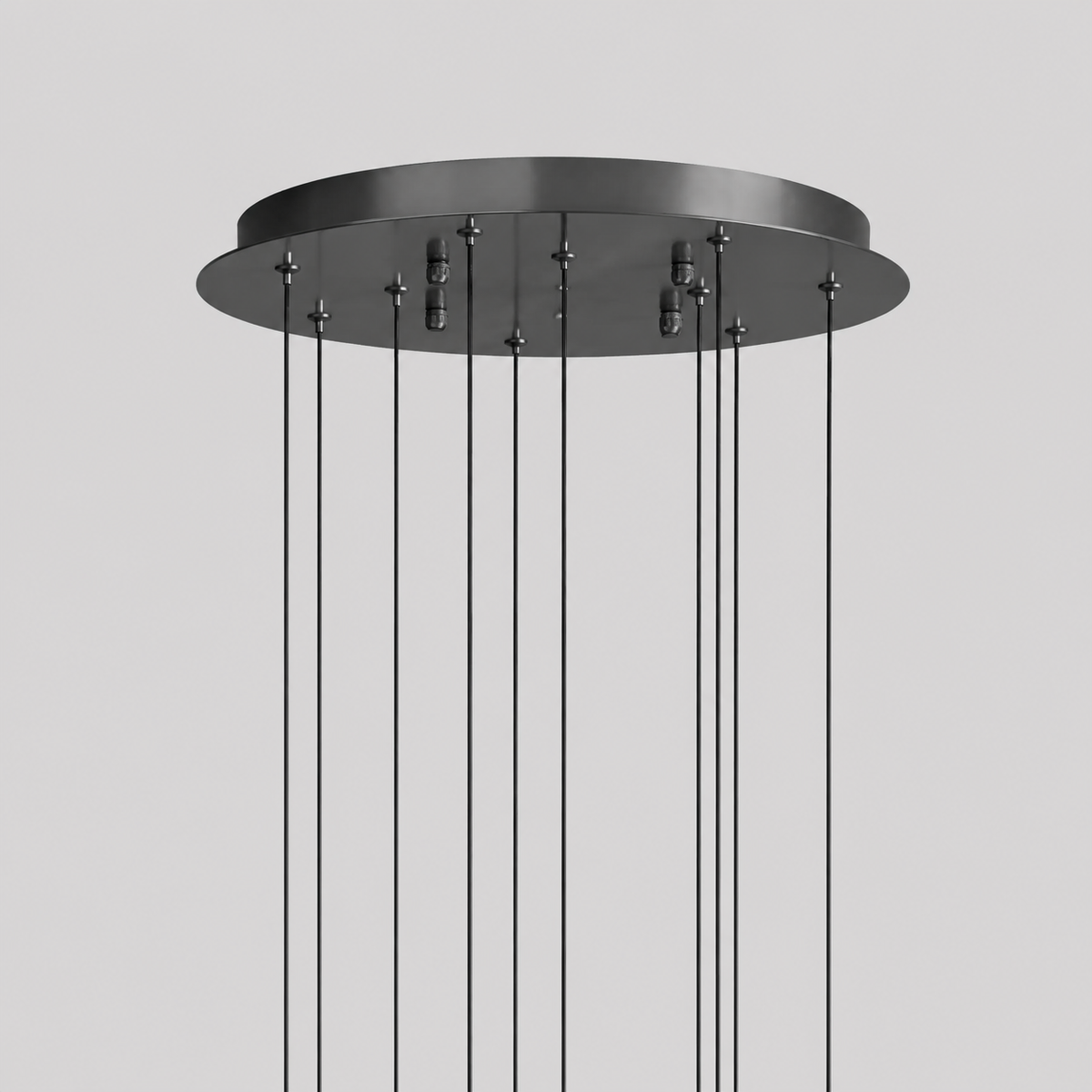 Soltaire Bubble Glass Raindrop Round Chandelier in Bronze, 17", Canopy Detail