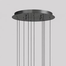 Soltaire Bubble Glass Raindrop Round Chandelier in Bronze, 17", Canopy Detail