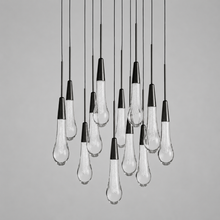 Soltaire Bubble Glass Raindrop Round Chandelier in Bronze, 17", Main Light Off