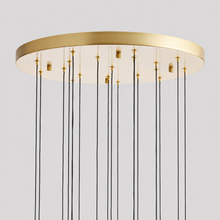 Soltaire Bubble Glass Raindrop Round Chandelier in Brass, 24", Canopy Detail