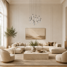Soltaire Bubble Glass Raindrop Round Chandelier in Bronze, 24", Living Room