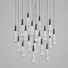 Soltaire Bubble Glass Raindrop Round Chandelier in Bronze, 24", Main Light Off