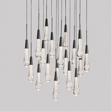 Soltaire Bubble Glass Raindrop Round Chandelier in Bronze, 24", Main Light On