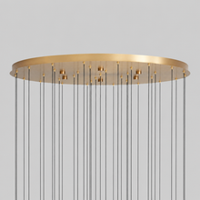 Soltaire Bubble Glass Raindrop Round Chandelier in Brass, 36", Canopy Detail