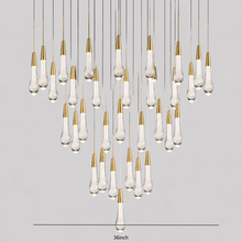 Soltaire Bubble Glass Raindrop Round Chandelier in Brass, 36",