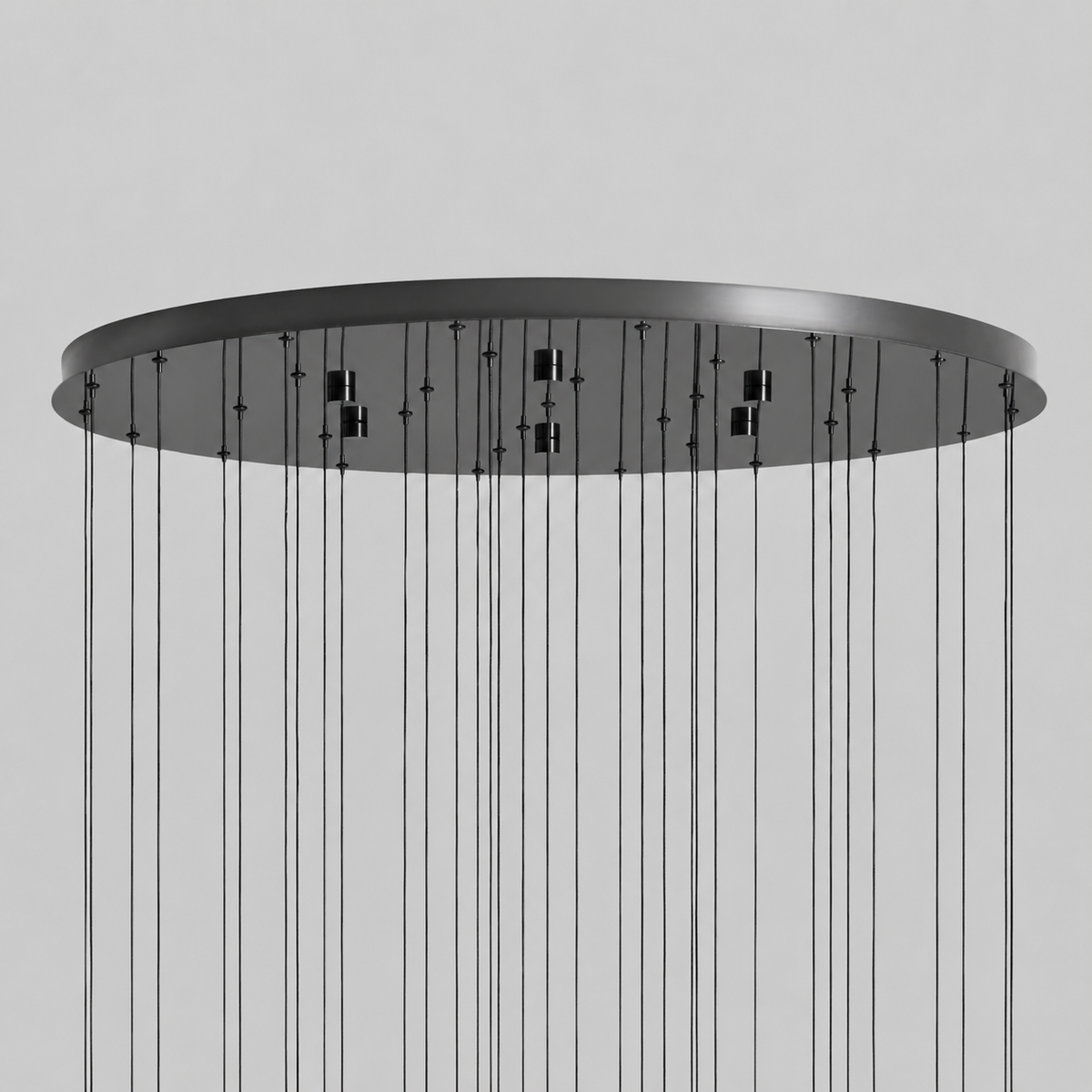 Soltaire Bubble Glass Raindrop Round Chandelier in Bronze, 36", Canopy Detail