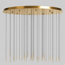Soltaire Bubble Glass Raindrop Round Chandelier in Brass, 48", Canopy Detail