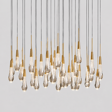 Soltaire Bubble Glass Raindrop Round Chandelier in Brass, 48", Main Light On