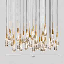 Soltaire Bubble Glass Raindrop Round Chandelier in Brass, 48"