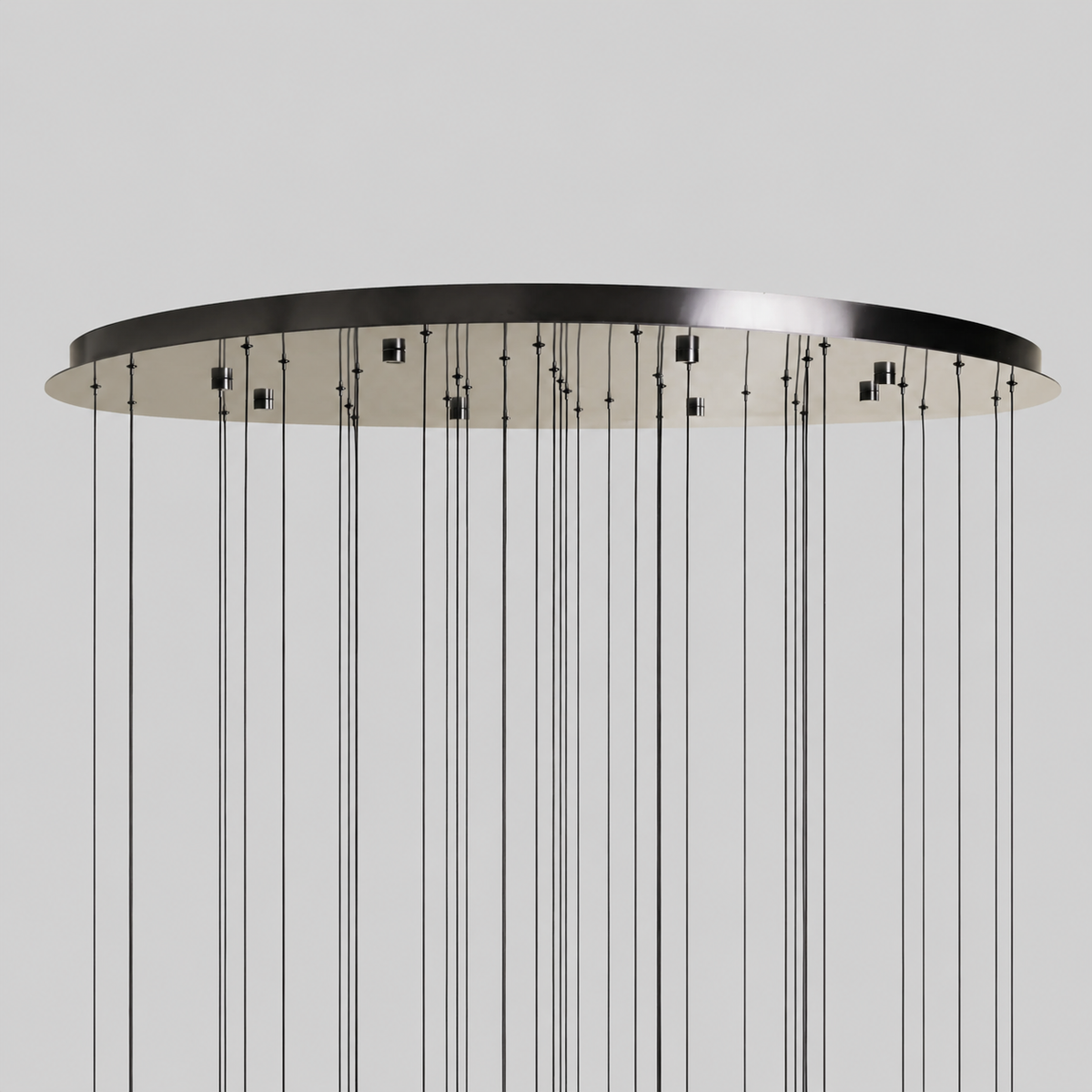 Soltaire Bubble Glass Raindrop Round Chandelier in Bronze, 48", Canopy Detail