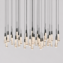 Soltaire Bubble Glass Raindrop Round Chandelier in Bronze, 48", Main Light On