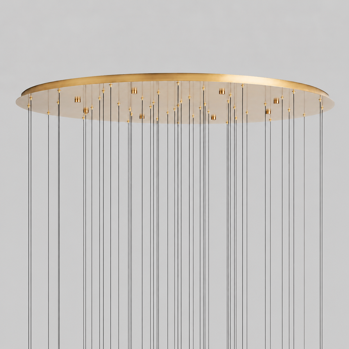 Soltaire Bubble Glass Raindrop Round Chandelier in Brass, 58", Canopy Detail
