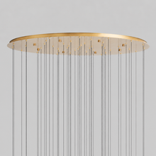 Soltaire Bubble Glass Raindrop Round Chandelier in Brass, 58", Canopy Detail