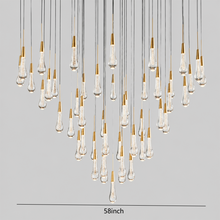 Soltaire Bubble Glass Raindrop Round Chandelier in Brass, 58"