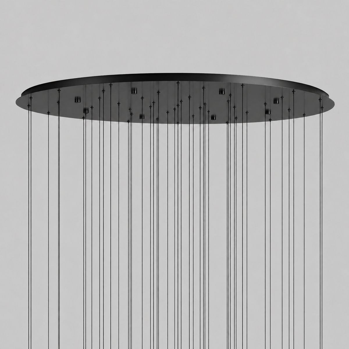 Soltaire Bubble Glass Raindrop Round Chandelier in Bronze, 58", Canopy Detail