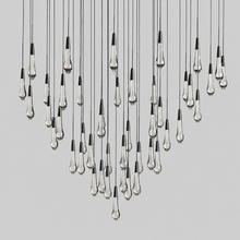Soltaire Bubble Glass Raindrop Round Chandelier in Bronze, 58", Main Light Off