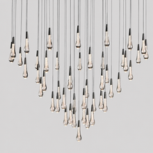 Soltaire Bubble Glass Raindrop Round Chandelier in Bronze, 58", Main Light On