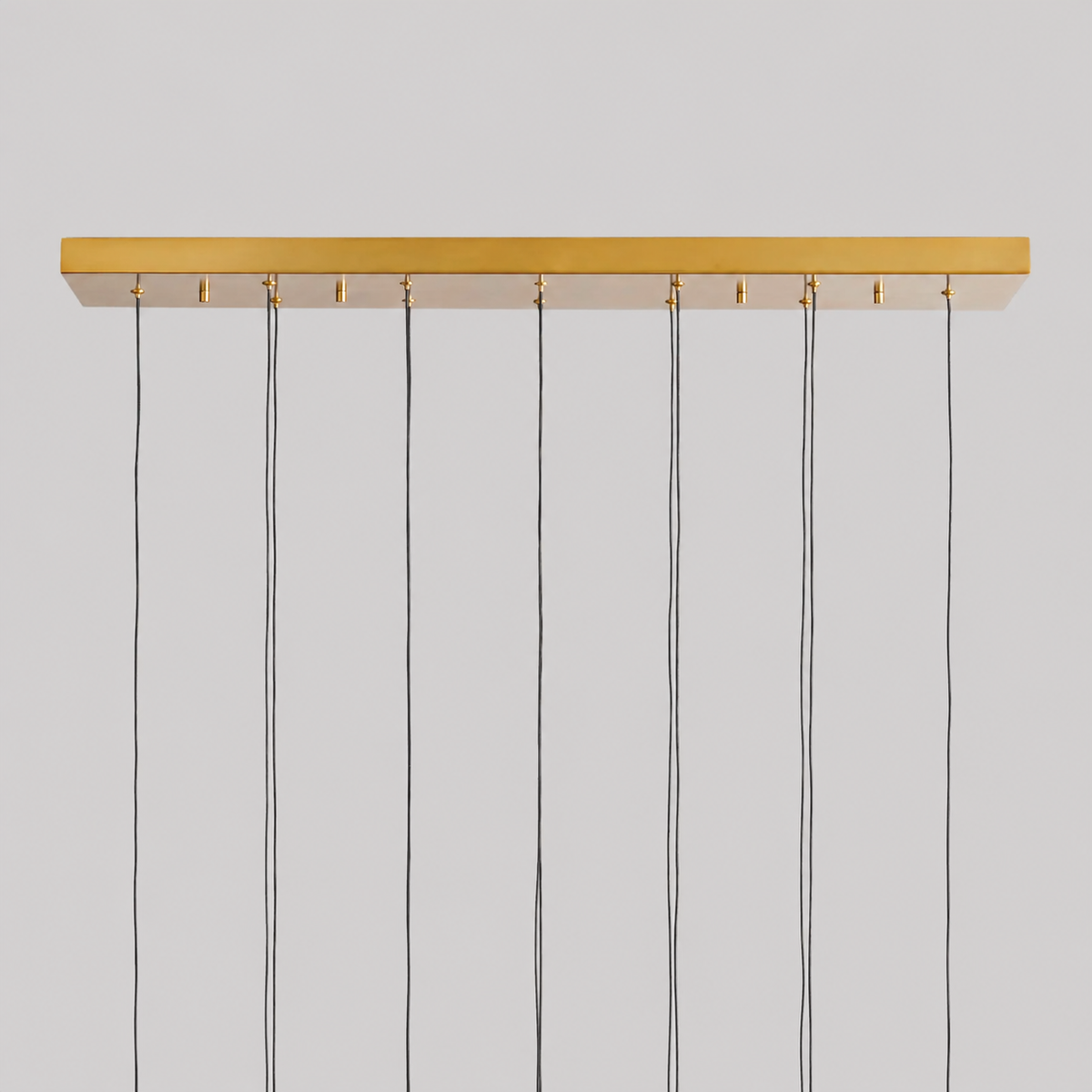 Soltaire Bubble Glass Raindrop Square Chandelier in Brass, 37", Canopy Detail