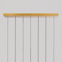 Soltaire Bubble Glass Raindrop Square Chandelier in Brass, 37", Canopy Detail