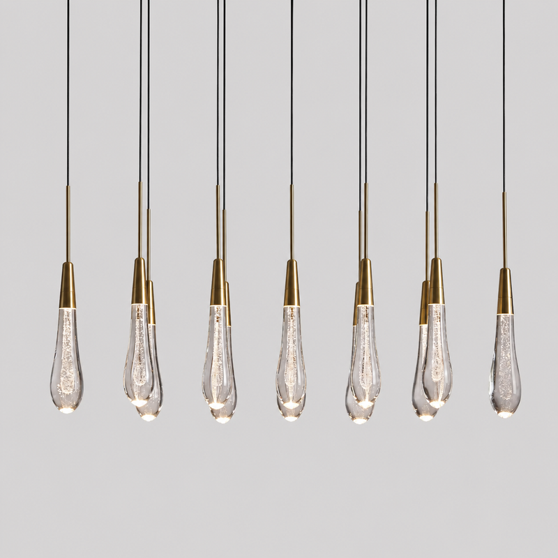 Soltaire Bubble Glass Raindrop Square Chandelier