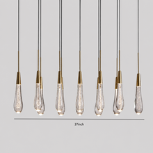 Soltaire Bubble Glass Raindrop Square Chandelier in Brass, 37",