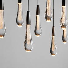 Soltaire Bubble Glass Raindrop Square Chandelier in Bronze, 37", Body Detail