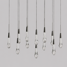 Soltaire Bubble Glass Raindrop Square Chandelier in Bronze, 37", Main Light Off