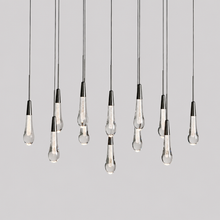 Soltaire Bubble Glass Raindrop Square Chandelier in Bronze, 37", Main Light On