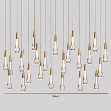 Soltaire Bubble Glass Raindrop Square Chandelier in Brass, 50"