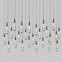 Soltaire Bubble Glass Raindrop Square Chandelier in Bronze, 50", Main Light Off
