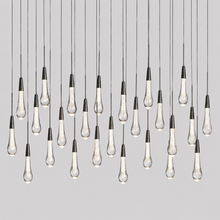 Soltaire Bubble Glass Raindrop Square Chandelier in Bronze, 50", Main Light On