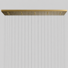 Soltaire Bubble Glass Raindrop Square Chandelier in Brass, 60", Canopy Detail
