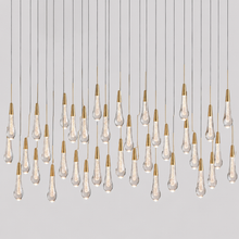Soltaire Bubble Glass Raindrop Square Chandelier in Brass, 60", Main Light On