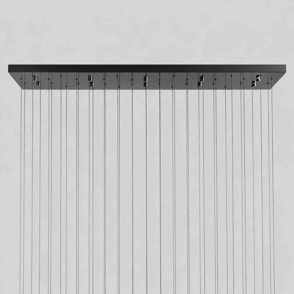 Soltaire Bubble Glass Raindrop Square Chandelier in Bronze, 60", Canopy Detail