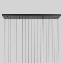 Soltaire Bubble Glass Raindrop Square Chandelier in Bronze, 60", Canopy Detail
