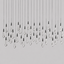 Soltaire Bubble Glass Raindrop Square Chandelier in Bronze, 60", Main Light Off
