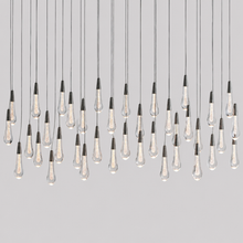 Soltaire Bubble Glass Raindrop Square Chandelier in Bronze, 60", Main Light On