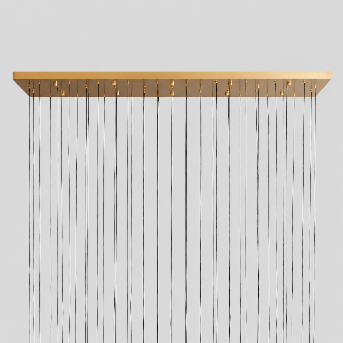 Soltaire Bubble Glass Raindrop Square Chandelier in Brass, 70", Canopy Detail