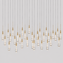 Soltaire Bubble Glass Raindrop Square Chandelier in Brass, 70", Main Light On
