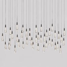 Soltaire Bubble Glass Raindrop Square Chandelier in Bronze, 70", Main Light On