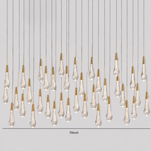 Soltaire Bubble Glass Raindrop Square Chandelier in Brass, 70"