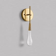 Soltaire Bubble Glass Raindrop Wall Lighting in Brass, 15", Main Light Off